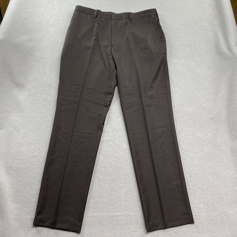J Crew Suit Pants Mens 36x34 Brown Classic Fit Crosby Herringbone Italian Wool